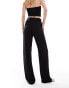 Фото #5 товара ONLY Tall tie waist wide leg linen trousers in black