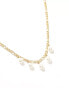 DesignB London figaro chain necklace with pearl charms in gold