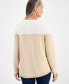 Фото #2 товара Petite Cotton Colorblocked Curved-Hem Sweater, Created for Macy's