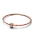 ფოტო #1 პროდუქტის Moments Cubic Zirconia 14K Rose Gold-Plated Sparkling Shooting Star Clasp Bangle Bracelet