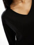 Stradivarius STR slouchy v neck top in black