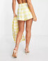 River Island co-ord flare short in light yellow check