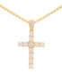 ფოტო #1 პროდუქტის Men's Cubic Zirconia Cross 24" Pendant Necklace in Gold Ion-Plated Stainless Steel