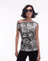 Фото #1 товара Topshop shell print off the shoulder top in mono