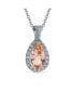 Фото #1 товара Bling Jewelry classic Bridal Jewelry Pear Shape Solitaire Teardrop Halo AAA 15CT CZ Beige Champagne Pendant Necklace For Women Prom Bridesmaid Wedding Rhodium Plated