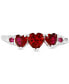 ფოტო #1 პროდუქტის Lab-Grown Ruby Heart Graduated Ring (1-3/8 ct. t.w.) in Sterling Silver