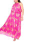 Фото #3 товара Plus Size Pleated Printed Chiffon Halter Dress
