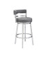 Madrid 26" Counter Height Swivel Gray Artificial leather and Brushed Stainless Steel Bar Stool