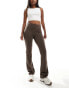 Фото #1 товара Cotton On bella fold over flare trousers in brown