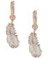 Rose Gold-Tone Nice Crystal Feather Drop Earrings