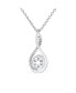 ფოტო #3 პროდუქტის Elegant Bridal Forever Knot Twist Infinity Teardrop Cultured Freshwater White Pearl Necklace Pendant Wedding CZ Pave Sterling Silver 16-18 Inch