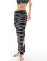 Pieces side split maxi skirt co-ord in black and white stripe