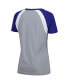 ფოტო #3 პროდუქტის Women's Gray Los Angeles Dodgers Heathered Raglan V-Neck T-Shirt