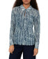 WHISTLES Marble Stripe Crinkle Shirt Navy Multi Uk 12 US 6