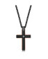 ფოტო #1 პროდუქტის Mens Stainless Steel Black w/ Rose Gold Border Single CZ Necklace