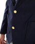 ASOS DESIGN skinny gold button blazer in navy