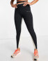 Pink Soda stripe waist band leggings in black