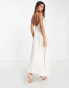 Vila Bridal satin cowl neck cami maxi dress in cream