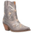 Dingo Primrose Metallic Embroidered Floral Snip Toe Cowboy Booties Womens Grey C