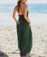 ფოტო #2 პროდუქტის Women's Forest Green Halterneck Keyhole Wide Leg Jumpsuit