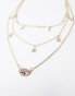 Фото #2 товара South Beach shell and eye charm triple layer necklace in gold