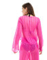 Фото #4 товара Wednesday's Girl tie-detail beach blouse co-ord in bright pink