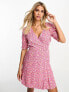 Фото #1 товара Pieces wrap mini dress in pink ditsy floral