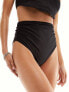 Фото #3 товара Monki mix and match crinkle high waisted bikini bottom in black