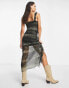 Reclaimed Vintage ruffle detail maxi cami dress in animal print