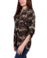 ფოტო #3 პროდუქტის Petite 3/4 Roll Tab Sleeve Y-Neck Top