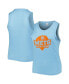 Women's Light Blue New York Mets Plus Size High Neck Tri-Blend Tank Top