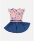 ფოტო #2 პროდუქტის Girl Printed And Chambray Bi-Material Dress Lavender - Toddler Child