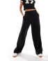 Object soft draw string waist wide leg trousers in black