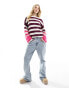 JDY wide sleeve jumper in purple and pink stripe