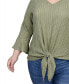 ფოტო #4 პროდუქტის Plus Size 3/4 Bell Sleeve Textured Knit Top