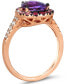 ფოტო #2 პროდუქტის Multi-Gemstone (2-1/5 ct. t.w.) & Nude Diamond (1/6 ct. t.w.) Pear Halo Ring in 14k Rose Gold