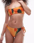 Topshop tie side bikini bottom in orange papaya print Оранжевый, 32 - фото #4