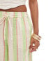 Фото #5 товара ONLY Petite loose fit trouser in green & pink stripe