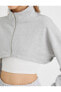 Fermuarlı Crop Sweatshirt