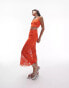 Topshop co-ord premium lace detail midi skirt in orange