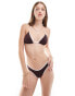 Free Society contrast triangle bikini top in coffee and cream