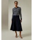 ფოტო #5 პროდუქტის Women's Striped Cable-Knit Cashmere Cardigan