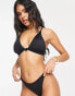 ASOS DESIGN mix and match knot front crop bikini top in black