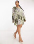 ASOS DESIGN Curve v-neck kimono sleeve mini smock dress with cross back in mixed paisley