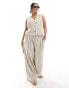 Фото #1 товара ASOS DESIGN Curve wide leg trouser with linen in deckchair stripe co-ord