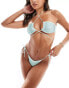 Фото #1 товара ASOS DESIGN diamante cross neck wrap around bikini top in mint green