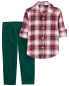 Toddler 2-Piece Plaid Button-Down & Pull-On Corduroy Pant Set 5T