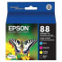 Epson 88 Black/C/M/Y Combo 4pk Ink Cartridges - Black, (T088120-BCS)