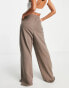 Фото #4 товара Reebok high waisted wide leg trousers in taupe brown