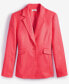 Фото #7 товара Trendy Plus Size Solid Linen Single-Breasted Woven Blazer, Created for Macy's